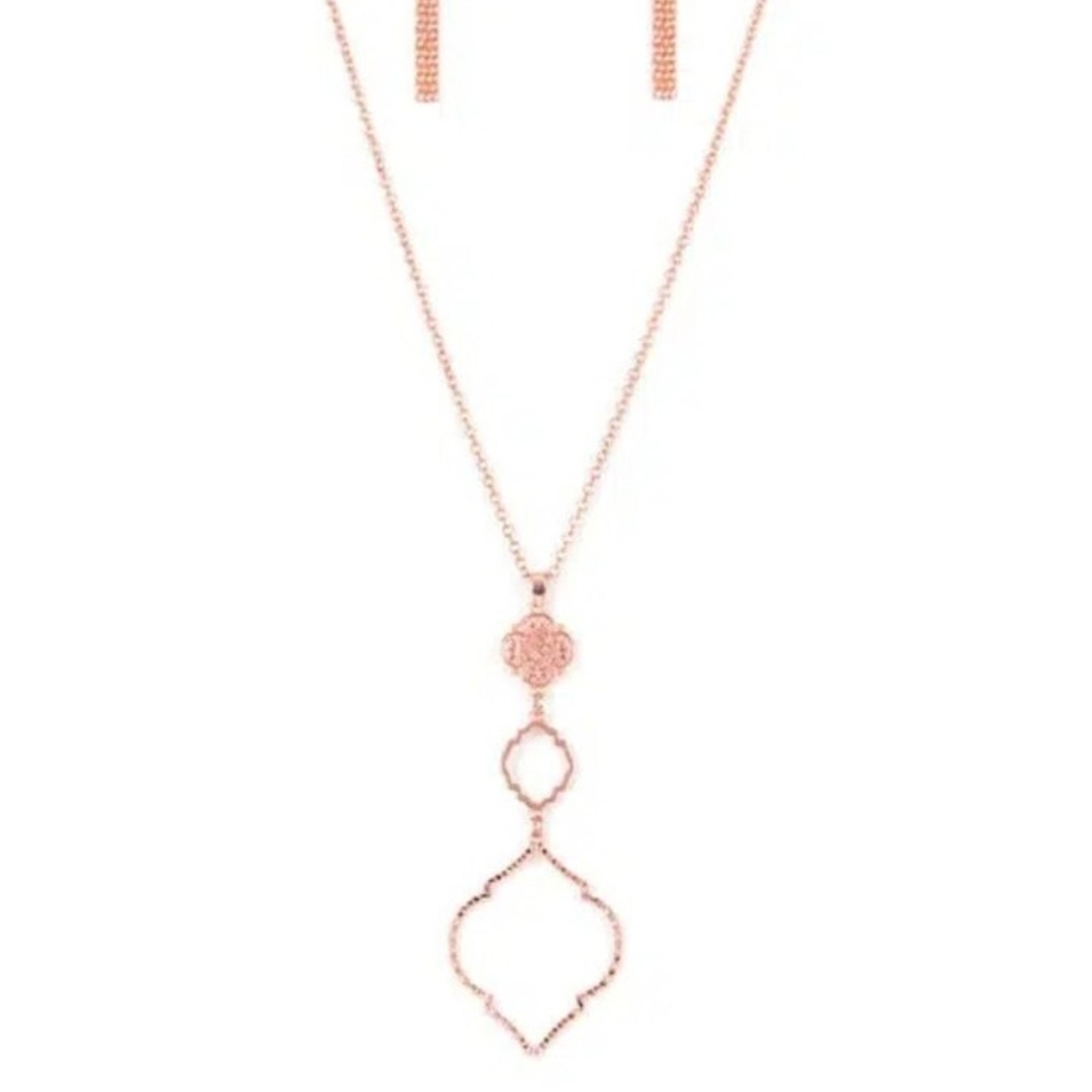 Paparazzi Rose Gold Geometric Necklace Marrakesh Mystery Copper Fashion Jewelry